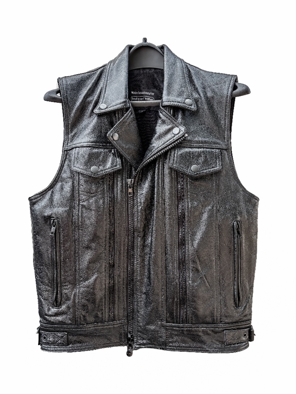 Black Leather Motorcycle Vest Small Mens or Women Canada Boulique of Leather Cut